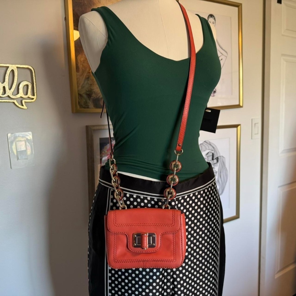 REISS Gerard Orange Leather Crossbody bag